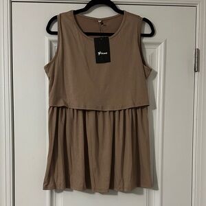 Brown Sleeveless Layered Top